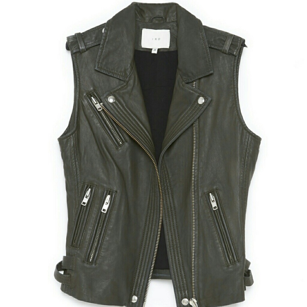 IRO Leather Vest Mert Dark 40 Medium
